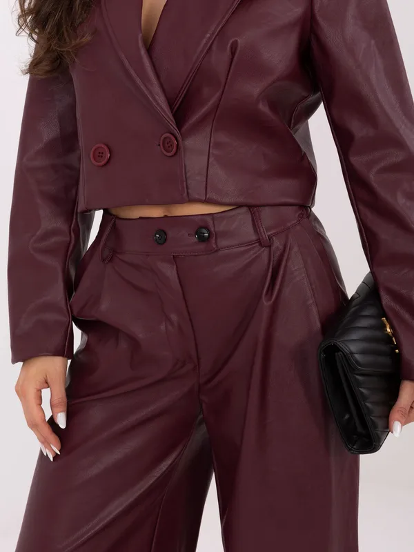 Eleganckie spodnie z wysokim stanem i szerokimi nogawkami - widok 2