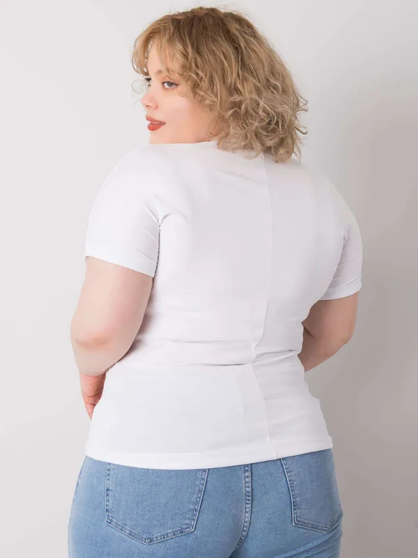 Czerwona bluzka plus size z troczkami - widok 2