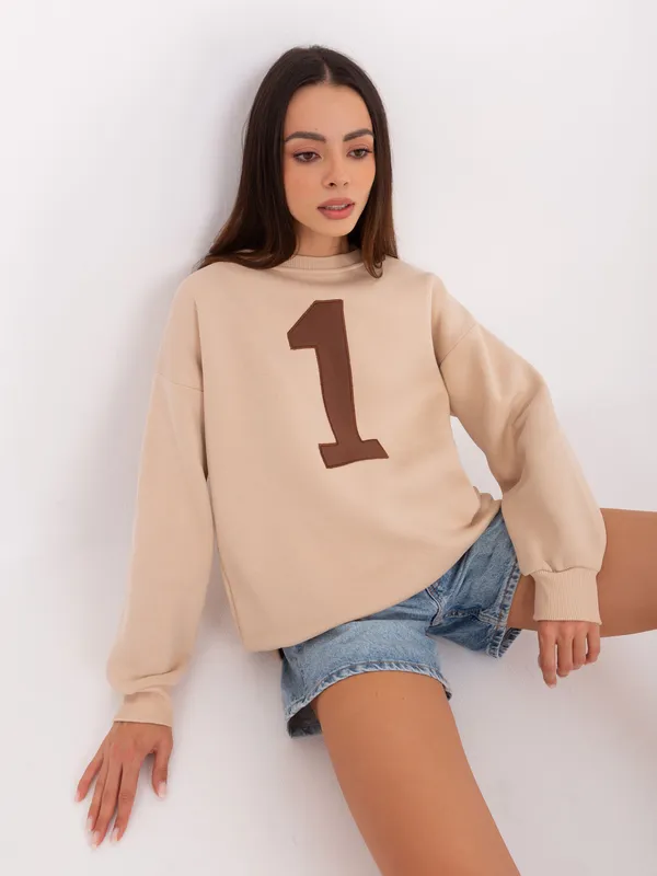Beżowa bluza bez kaptura o kroju oversize