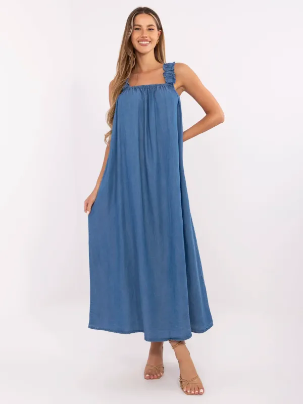Sukienka maxi o kroju oversize z falbanami