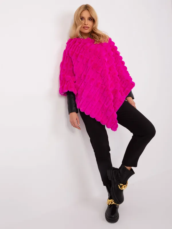 Puszyste poncho oversize w stylu glam - widok 2