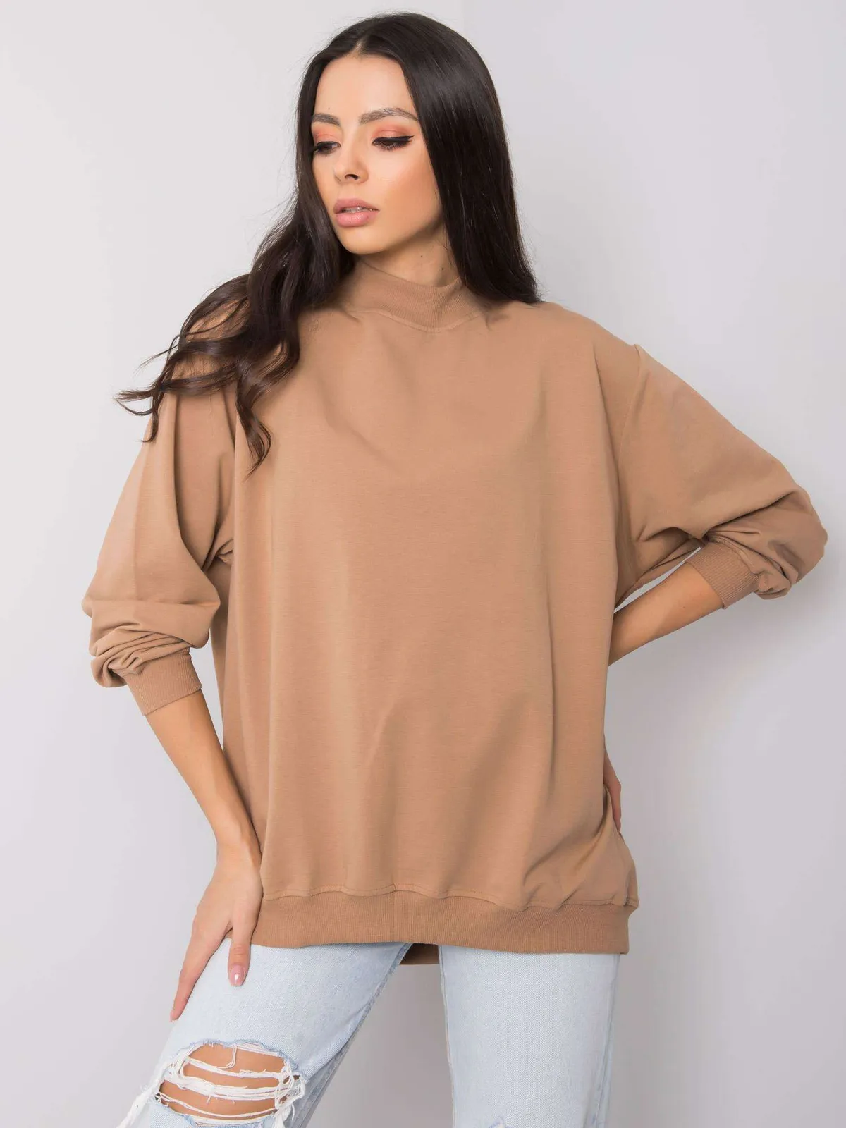 Niebieska bawełniana bluza basic - zdjęcie 4