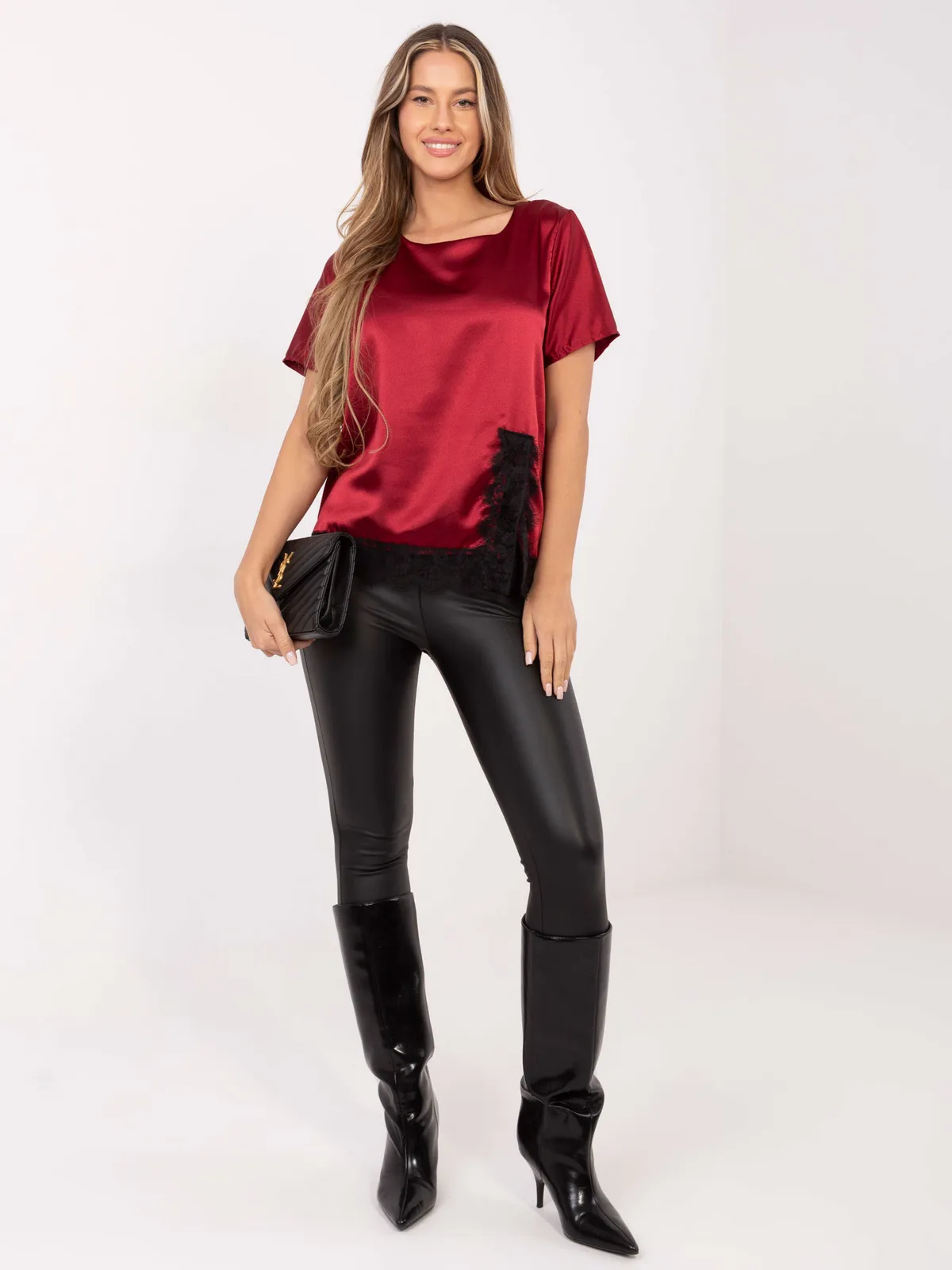 Wizytowa bluzka z ozdobnym koronkowym wykończeniem - zdjęcie 1