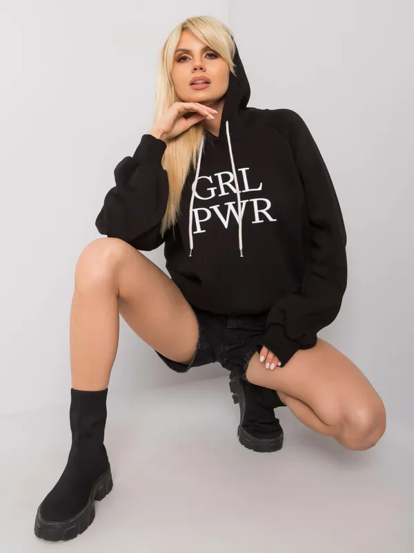 Ciemnoniebieska ocieplana bluza dresowa oversize - widok 2