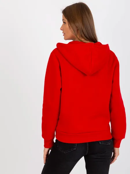 Czerwona dresowa rozpinana bluza basic z kapturem RUE PARIS