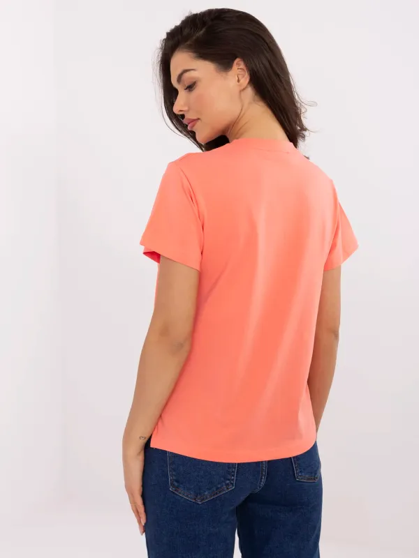 Casualowy t-shirt z ozdobnym nadrukiem motyla - widok 2