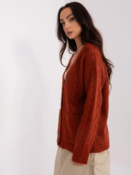 Khaki sweter dzianinowy na guziki