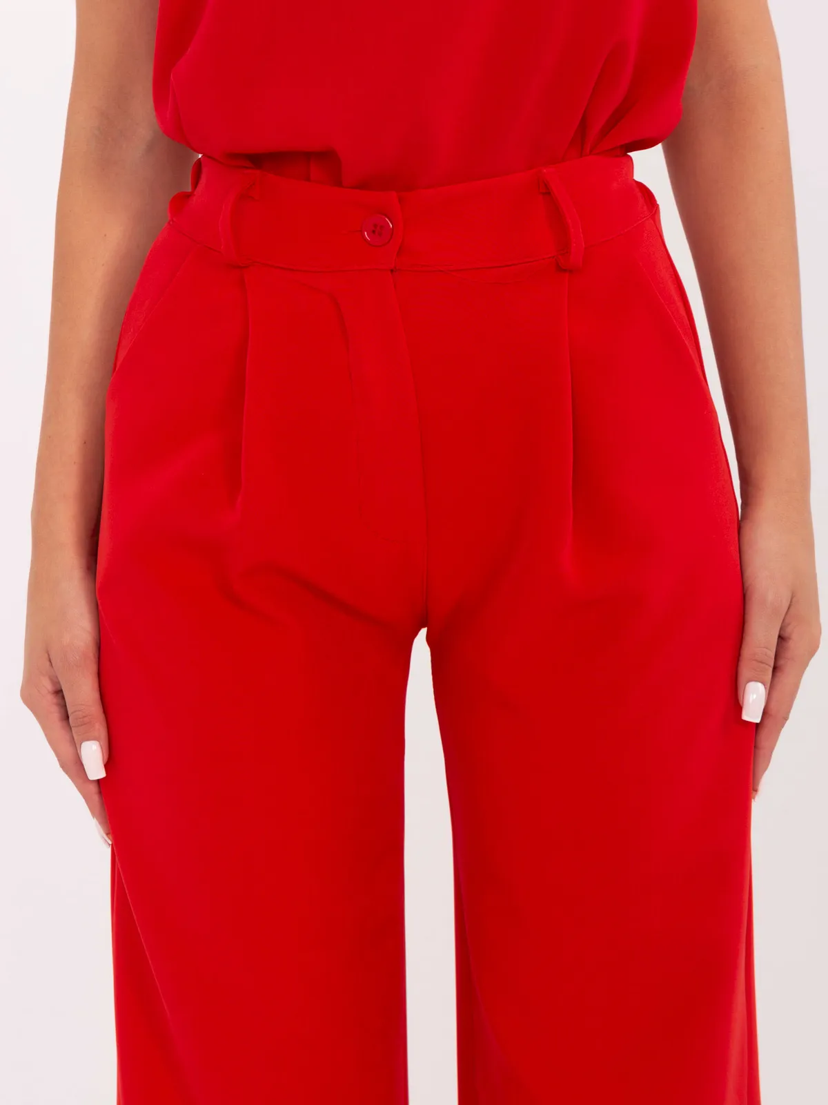 Eleganckie spodnie z szerokimi nogawkami i zakładkami - zdjęcie 1