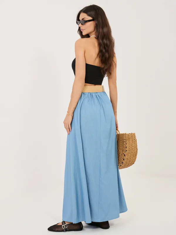 Zwiewna spódnica maxi z ozdobnym paskiem - widok 2