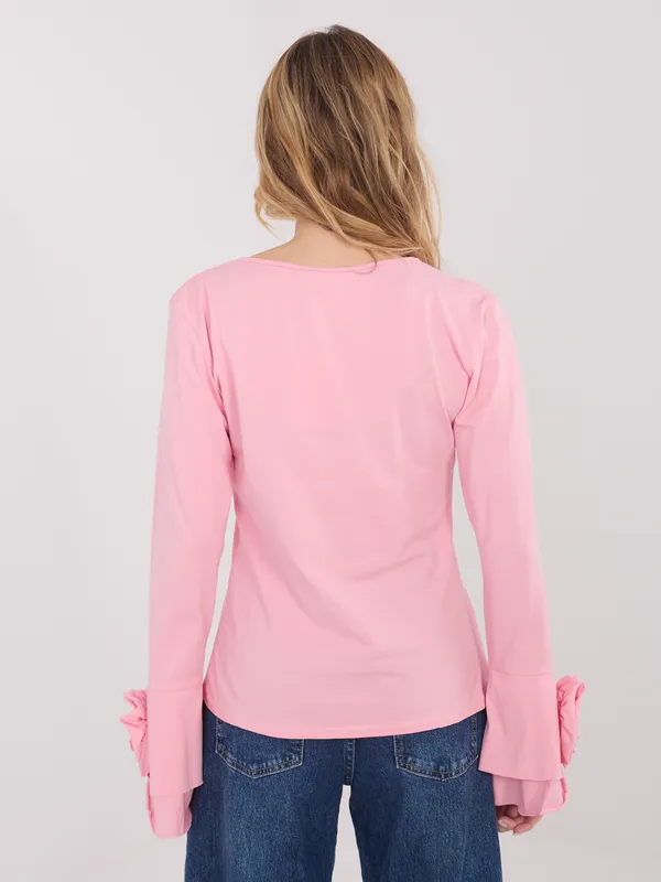 Bluzka z długim rękawem i aplikacjami róż - widok 2
