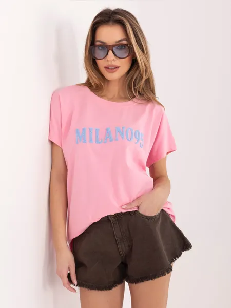 Casualowy T-shirt oversize z nadrukiem napisu