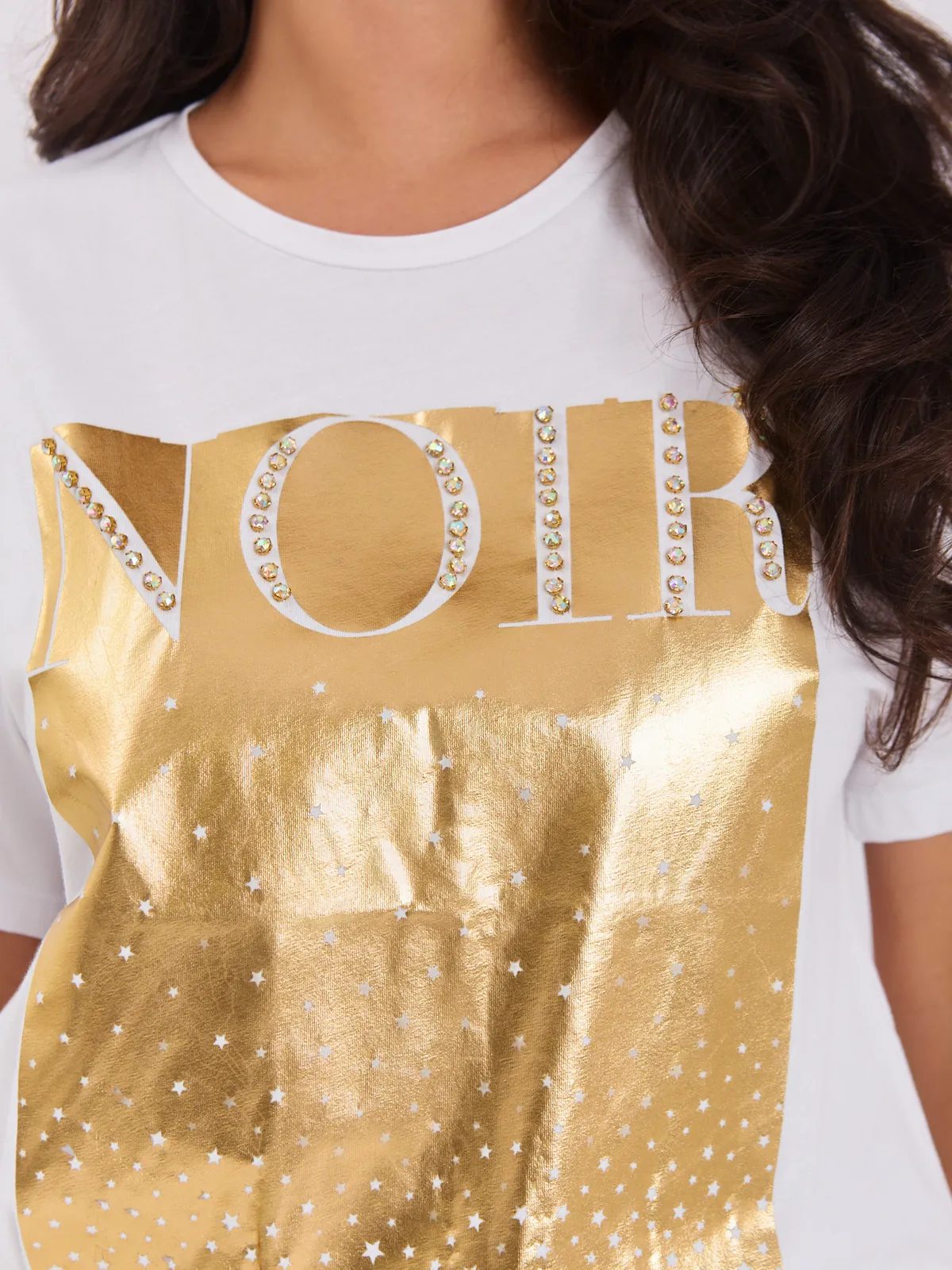 Czarny damski t-shirt bawełniany - zdjęcie 4