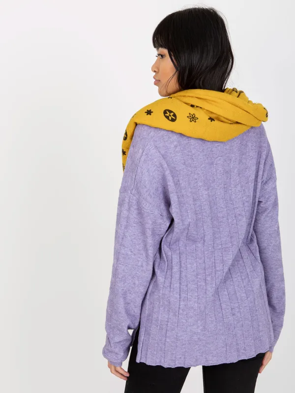 Ciemnoszary damski szal we wzory