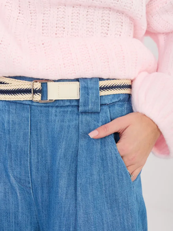 Szerokie spodnie z wysokim stanem i paskiem