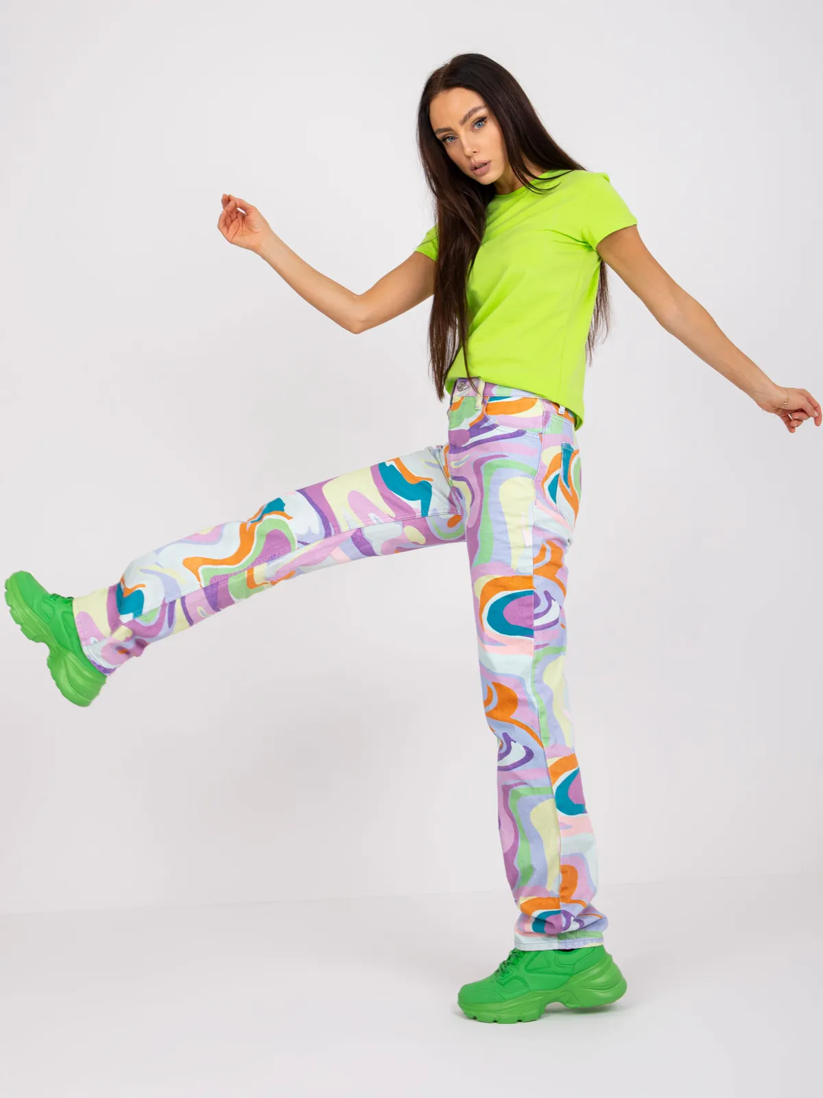 Fluo zielony t-shirt basic Peachy - zdjęcie 10