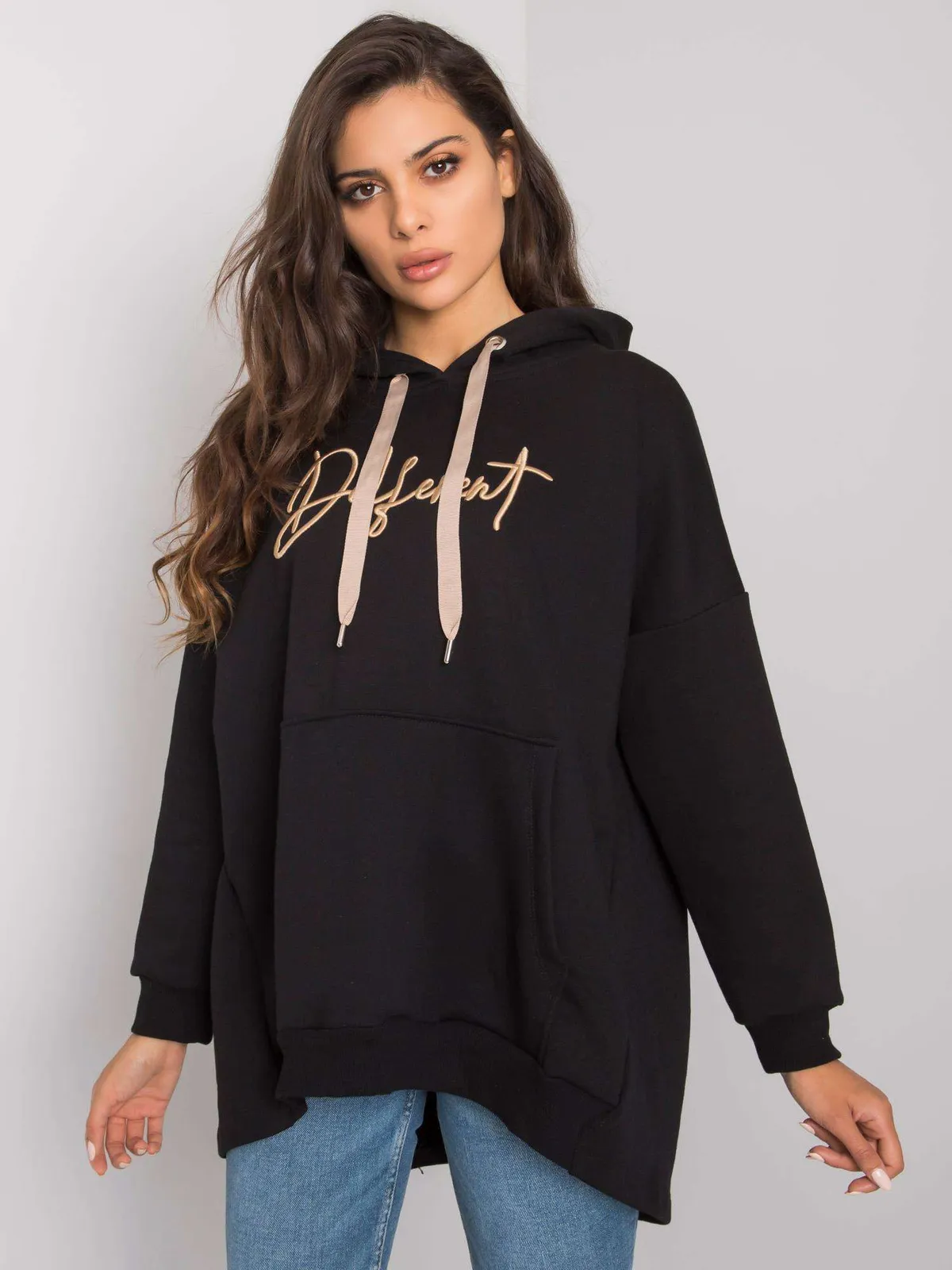 Khaki bawełniana bluza z kapturem - zdjęcie 1