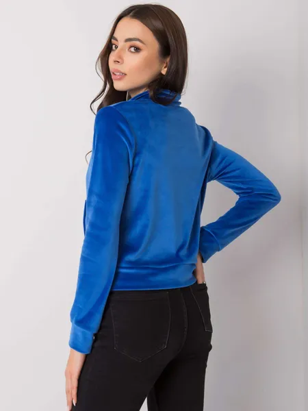 RUE PARIS Ciemnoniebieska bluza z weluru na suwak