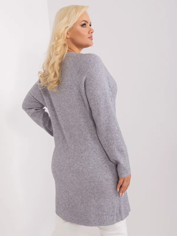 Kobaltowy damski sweter rozpinany plus size
