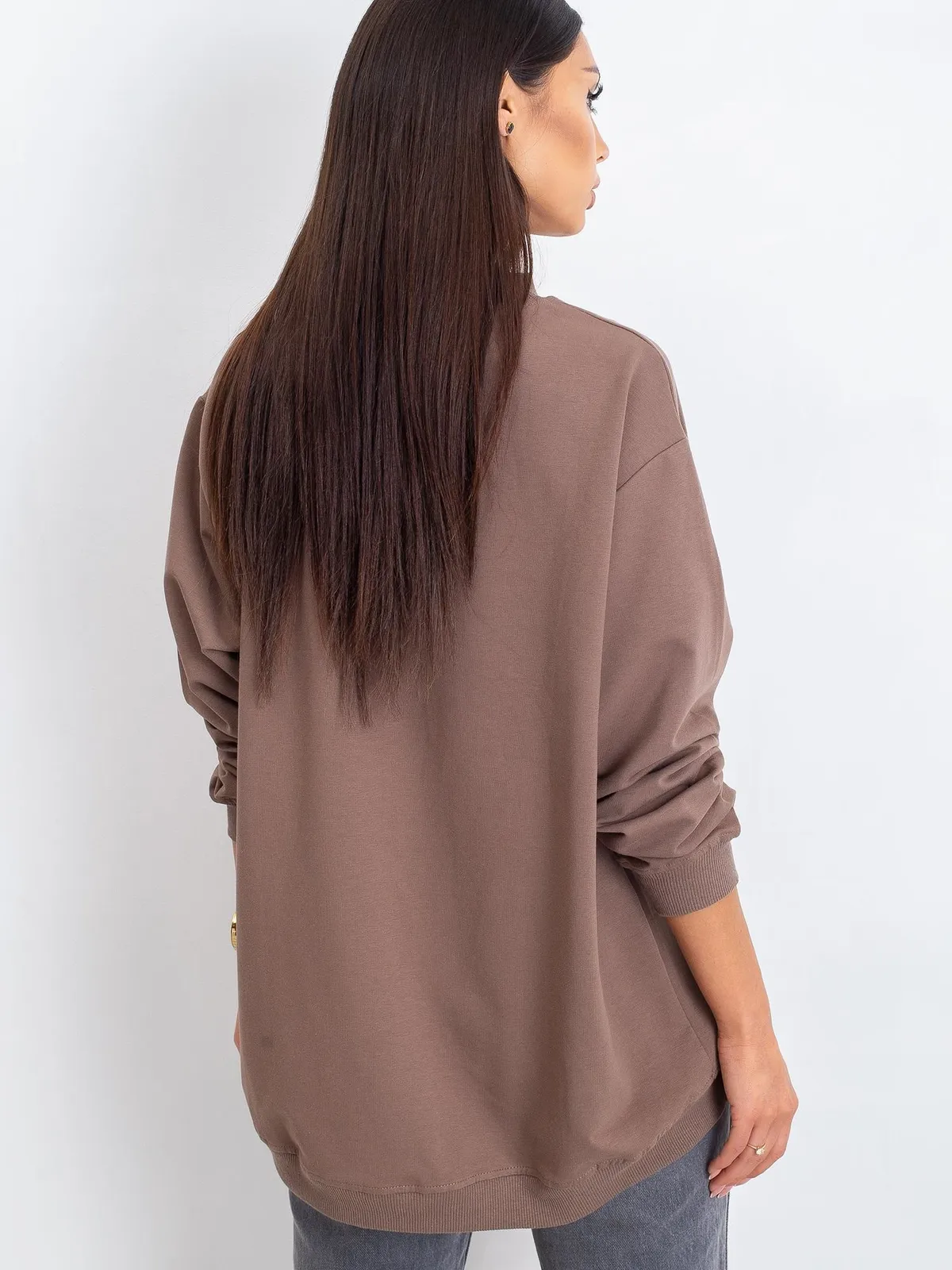 Kawowa bawełniana bluza basic - zdjęcie 5
