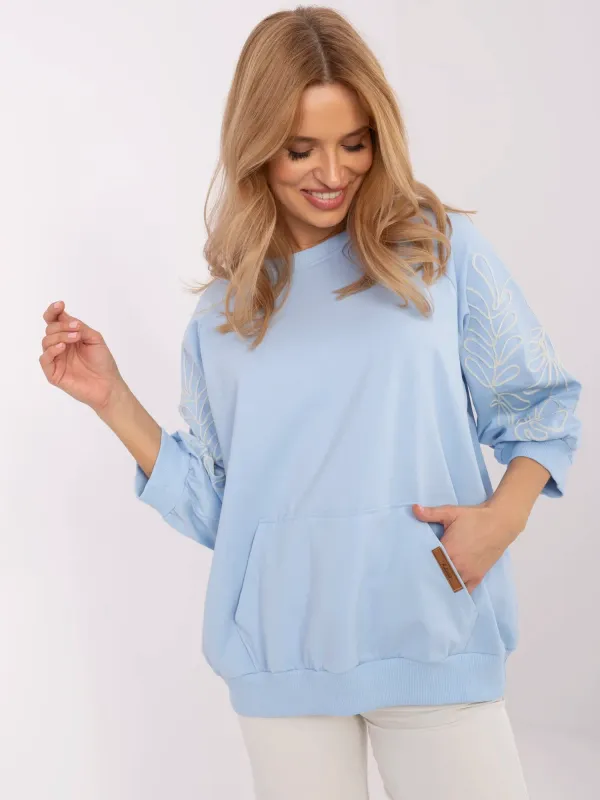 Casualowa bluza oversize z ozdobnym haftem na rękawach