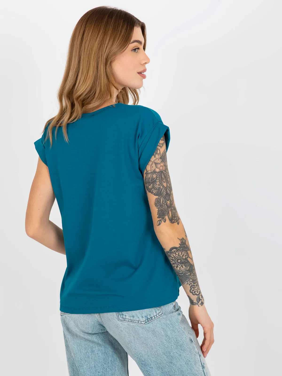 Morski damski t-shirt basic z bawełny Revolution - zdjęcie 3