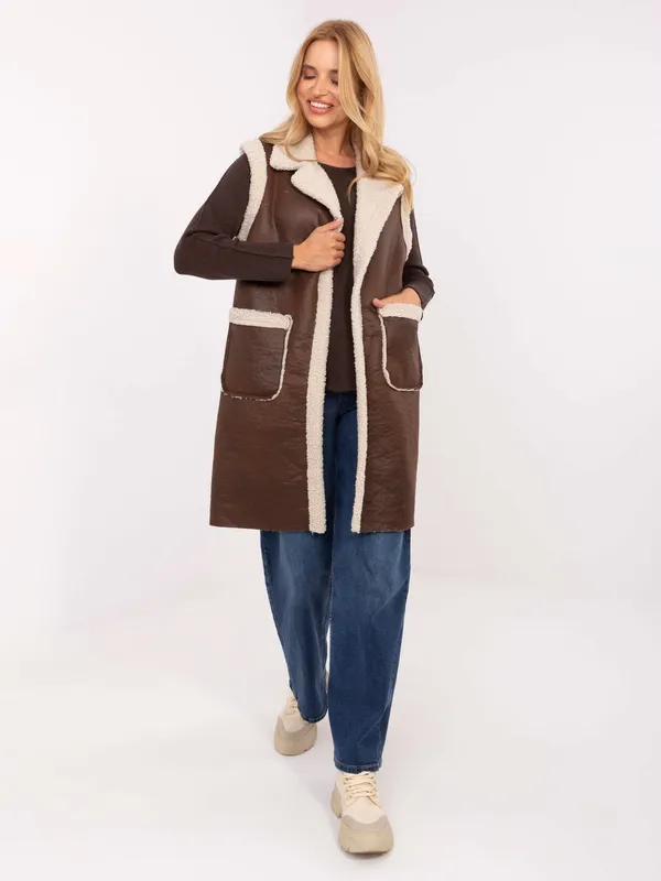 Długa kamizelka o kroju oversize z kieszeniami