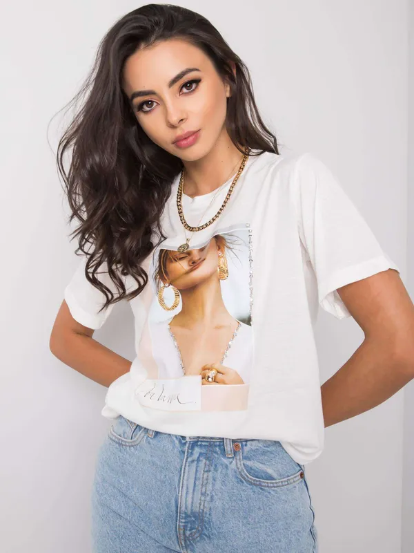 Biały t-shirt damski z printem - widok 2