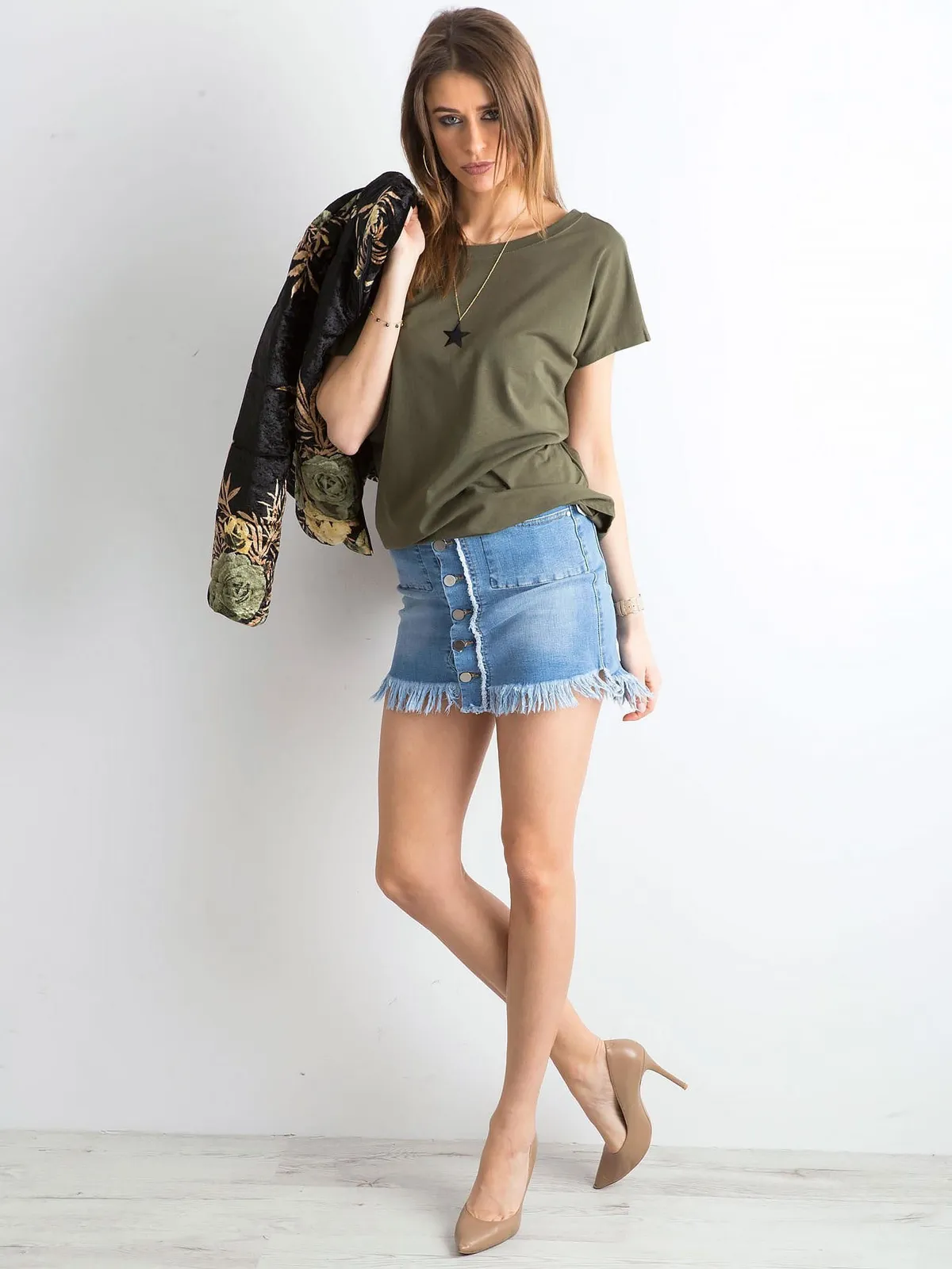 Khaki t-shirt Fire - zdjęcie 1