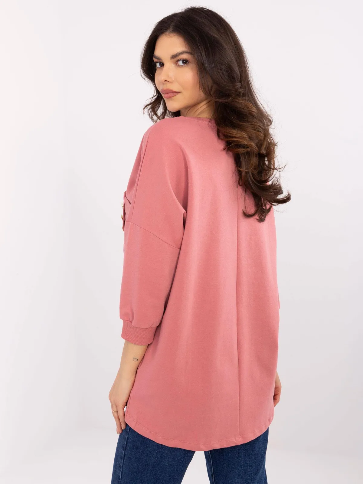 Casualowa bluza oversize z ozdobnymi guzikami - zdjęcie 1