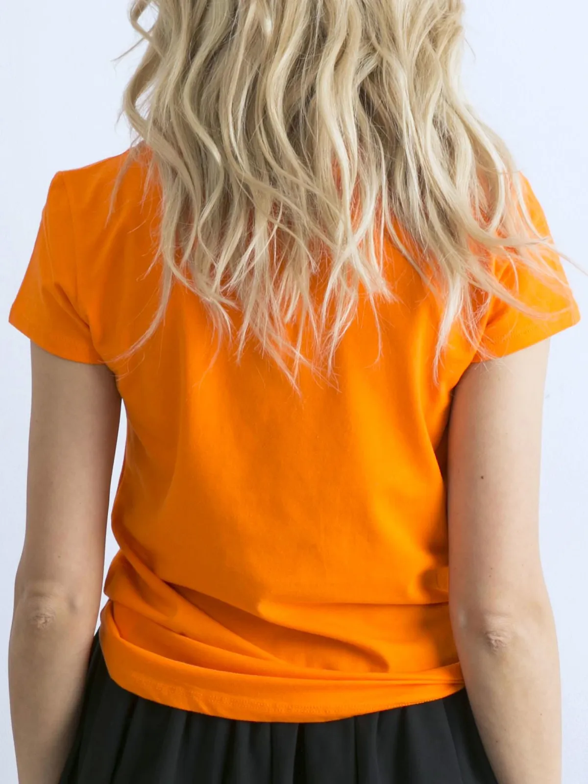 Fluo pomarańczowy damski t-shirt z bawełny Peachy - zdjęcie 7