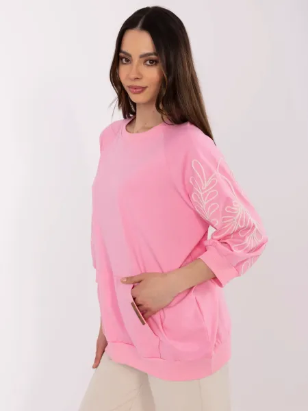 Casualowa bluza oversize z ozdobnym haftem na rękawach