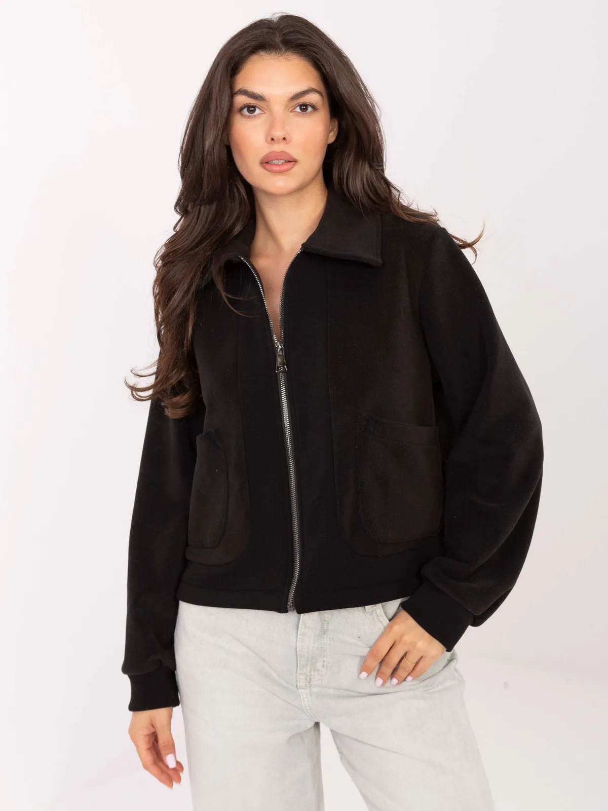 Rozpinana bluza o kroju oversize z kołnierzem - zdjęcie 1