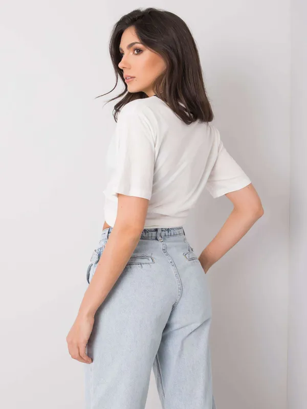RUE PARIS Ecru t-shirt damski - widok 2