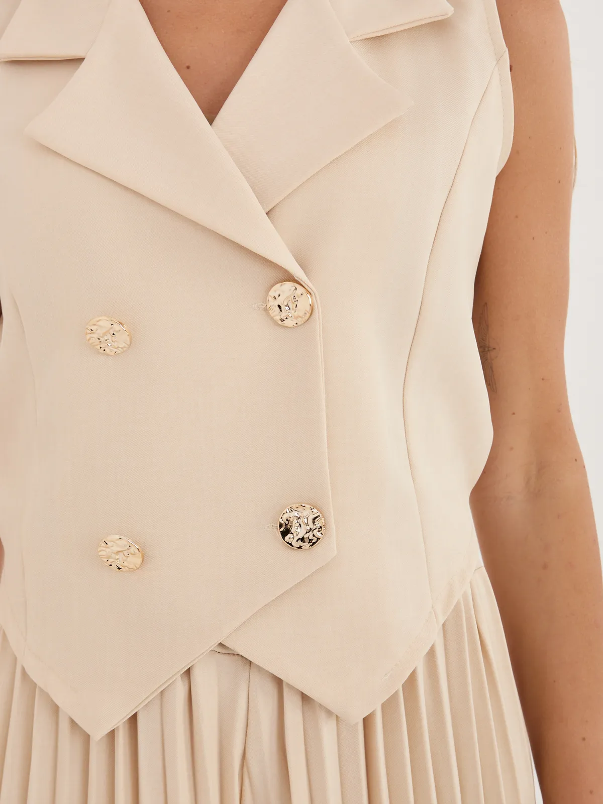 Plisowane spodnie typu palazzo z wysokim stanem - zdjęcie 1