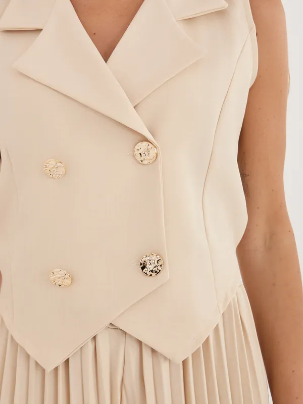 Plisowane spodnie typu palazzo z wysokim stanem