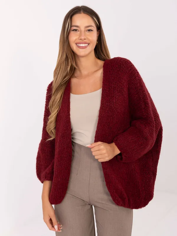 Krótki sweter o kroju oversize z warkoczowym splotem - widok 2