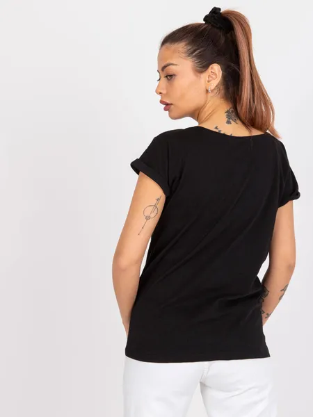 Casualowy T-shirt z roślinnym nadrukiem i podwiniętymi rękawami