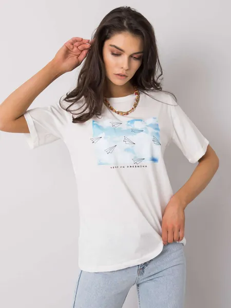 Biały damski t-shirt z printem