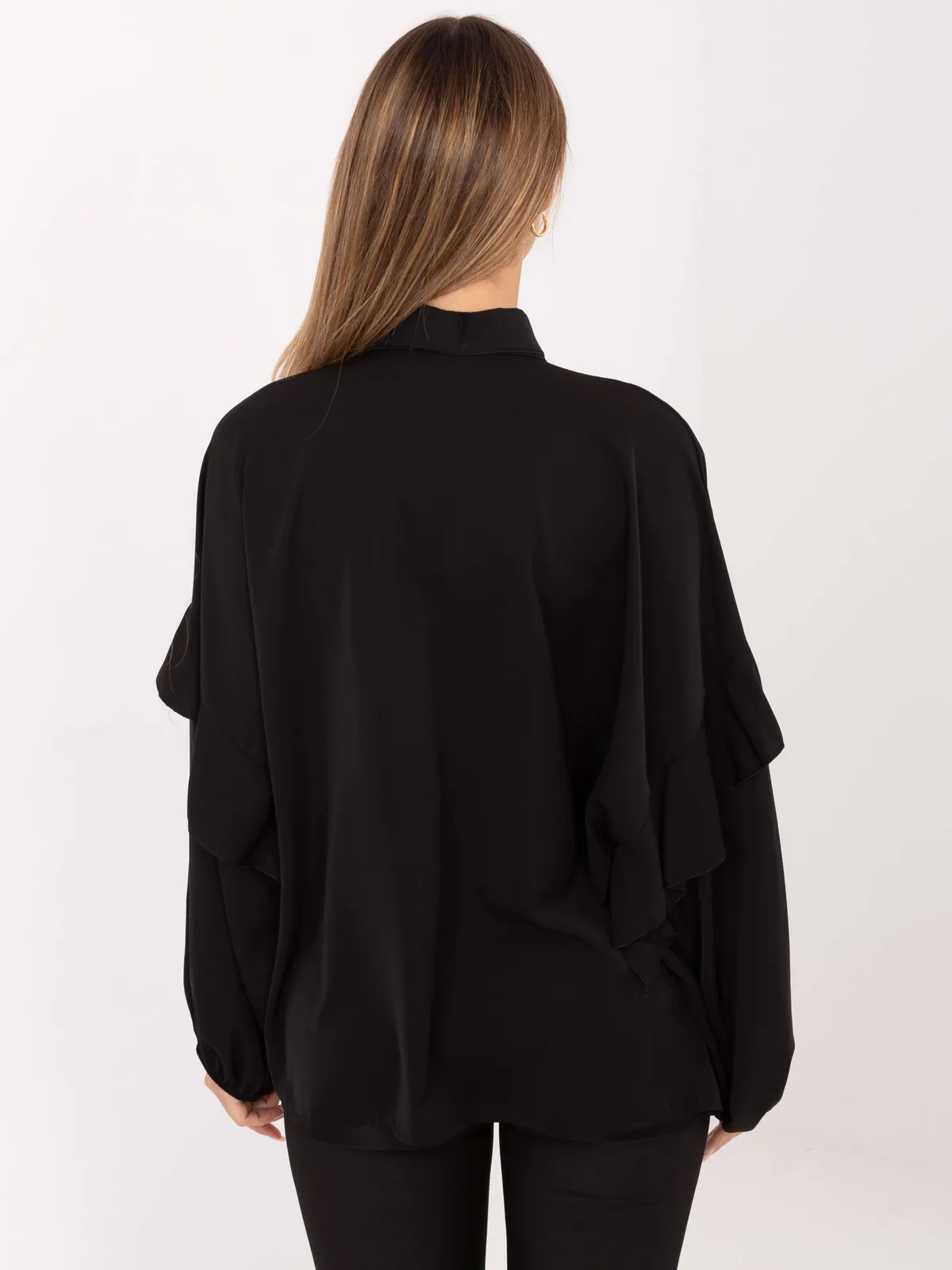 Koszula oversize z wiązaniem i falbanami - zdjęcie 1