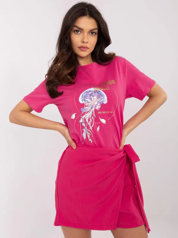 T-shirt oversize z wakacyjnym nadrukiem graficznym