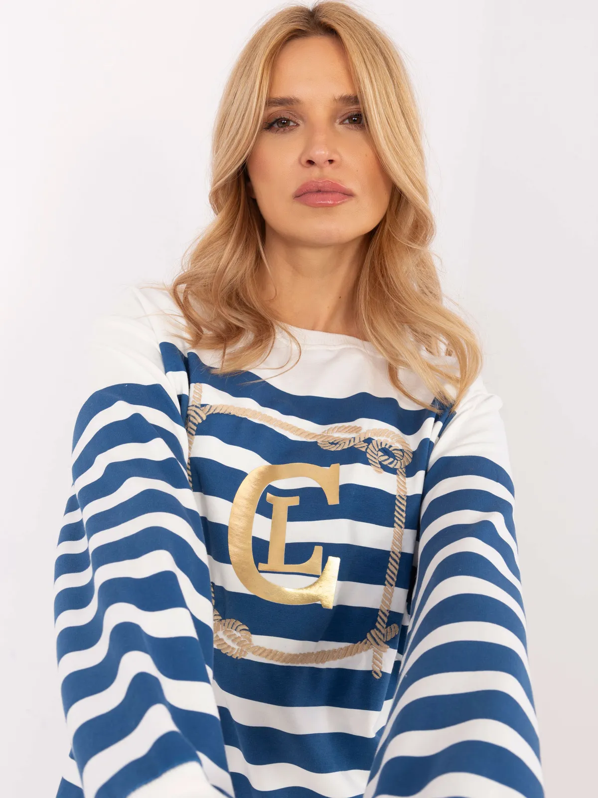 Bluza w paski o kroju oversize - zdjęcie 1