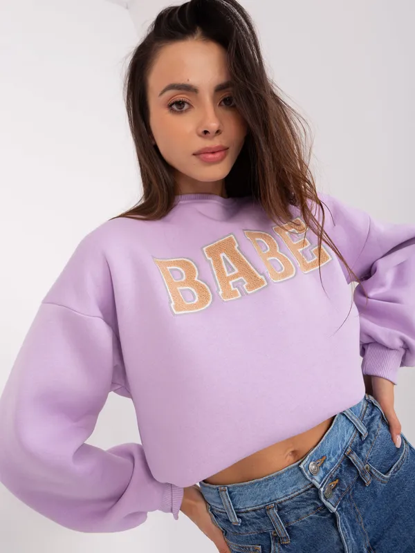 Miętowa dresowa bluza bez kaptura z napisem