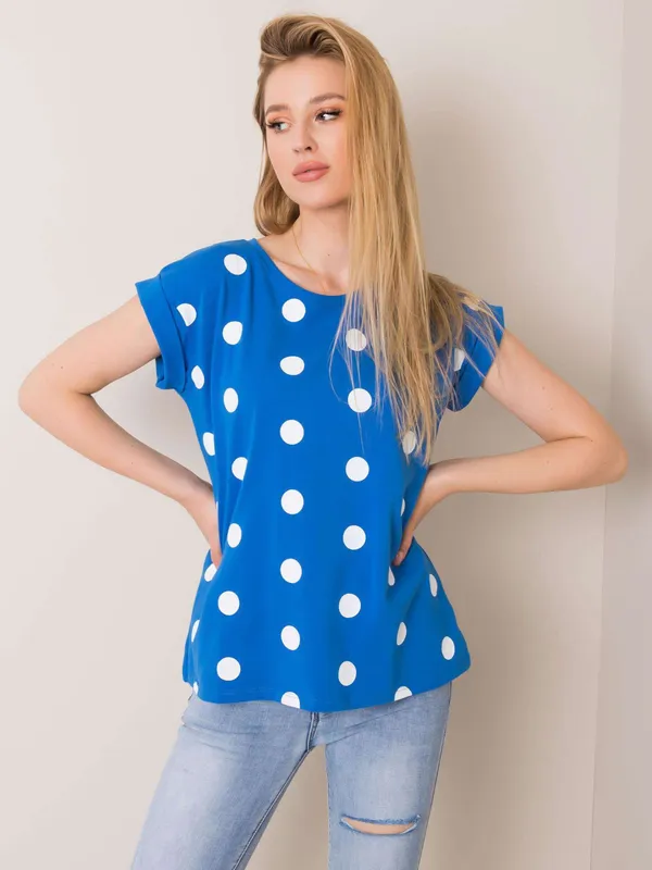 Czarny t-shirt w grochy - widok 2