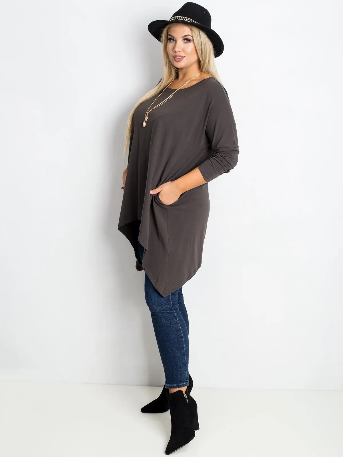 Tunika czerwona plus size - zdjęcie 3