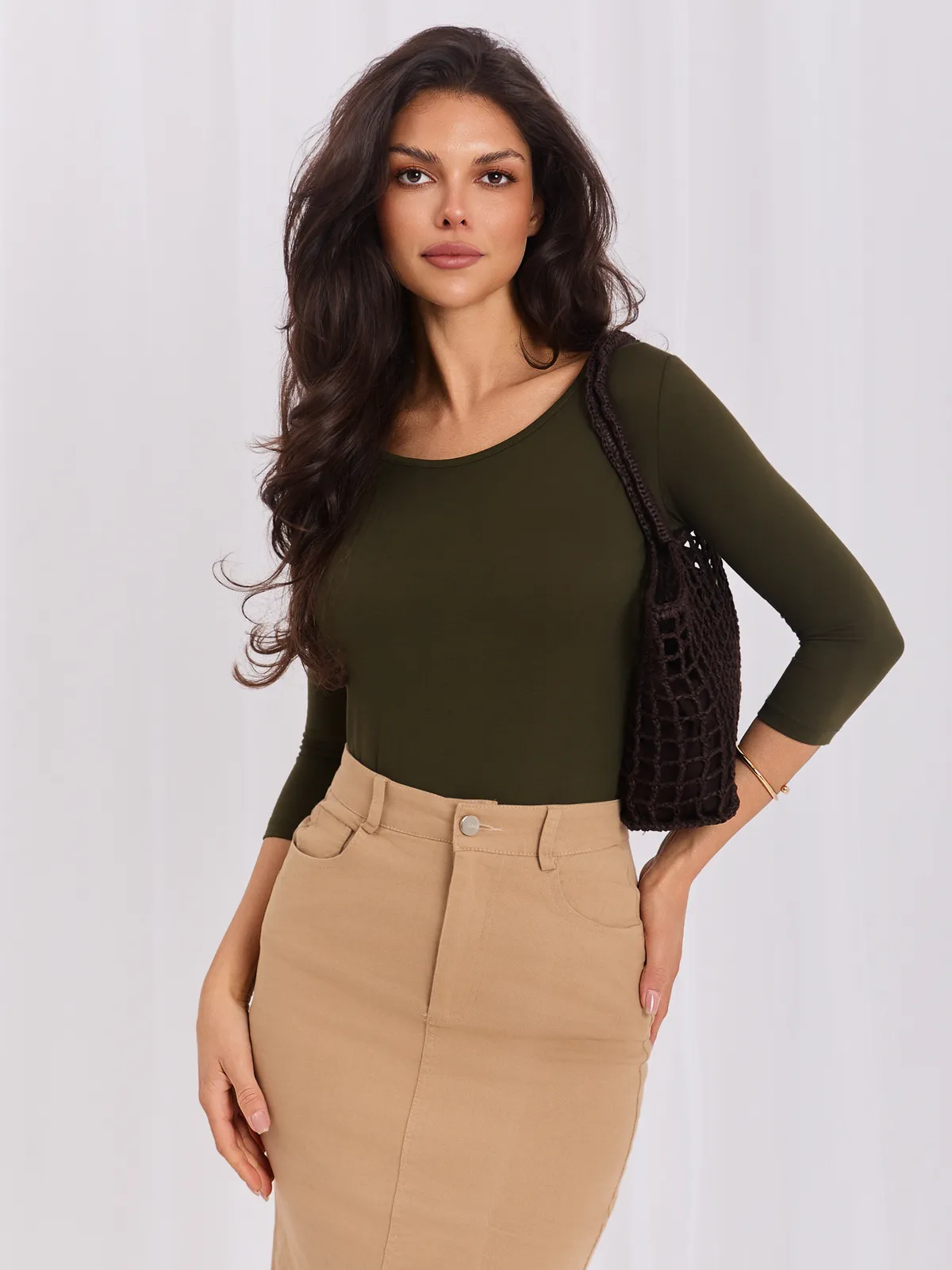 Khaki bluzka Mona - zdjęcie 2