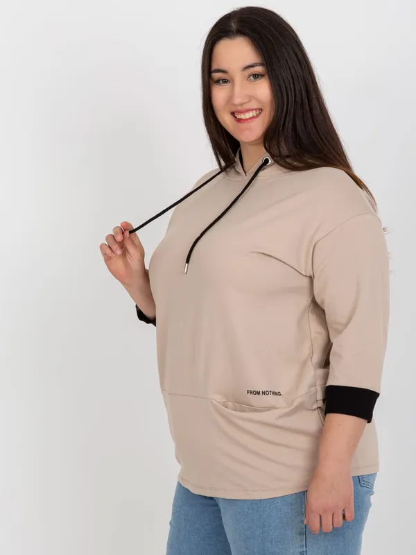 Czarna dresowa bluza plus size z kieszeniami - widok 2
