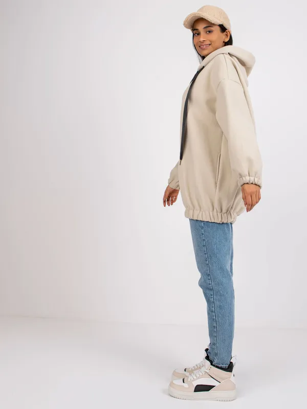 Oversize bluza z kapturem i ściągaczem na dole - widok 2