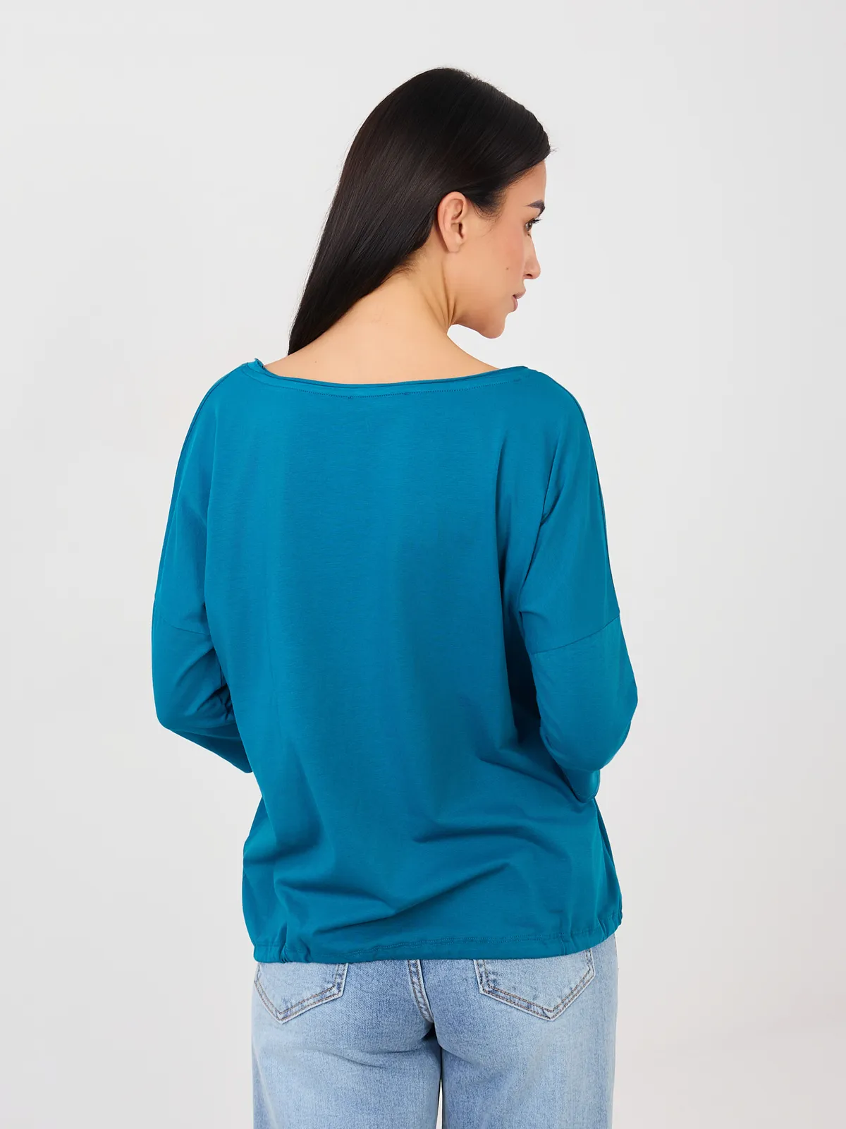 Klasyczna bluzka z dekoltem w serek i rękawem 3/4 - zdjęcie 1