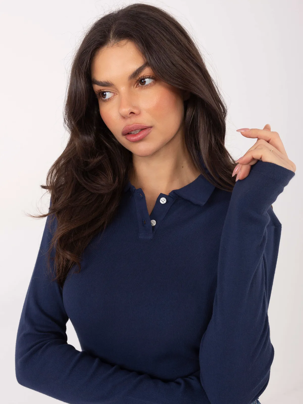 Dopasowana bluzka typu polo z kołnierzykiem - zdjęcie 1