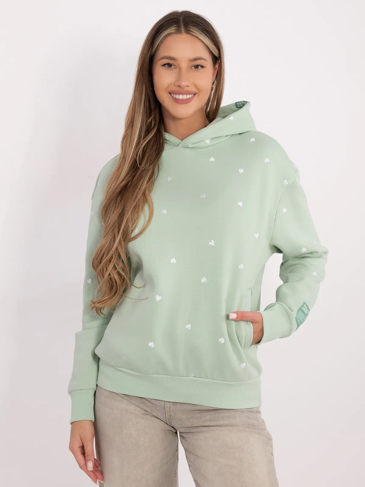 Bluza oversize z kapturem w serca - zdjęcie 1